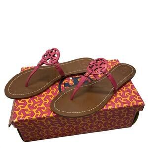 NEW TORY BURCH women's mini miller sandals in brown/pink